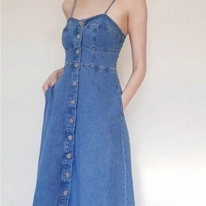 UNIVERSAL THREAD Jean 2-Pocket back Smocking Corset Dress XS